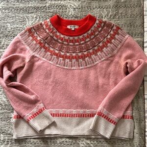 Madewell Pink and Red Crew Neck Sweater